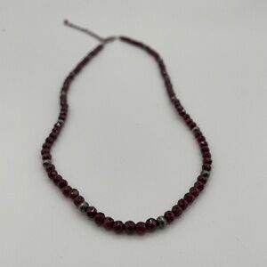 Garnet Sterling Silver bead necklace NWT 18 inches
